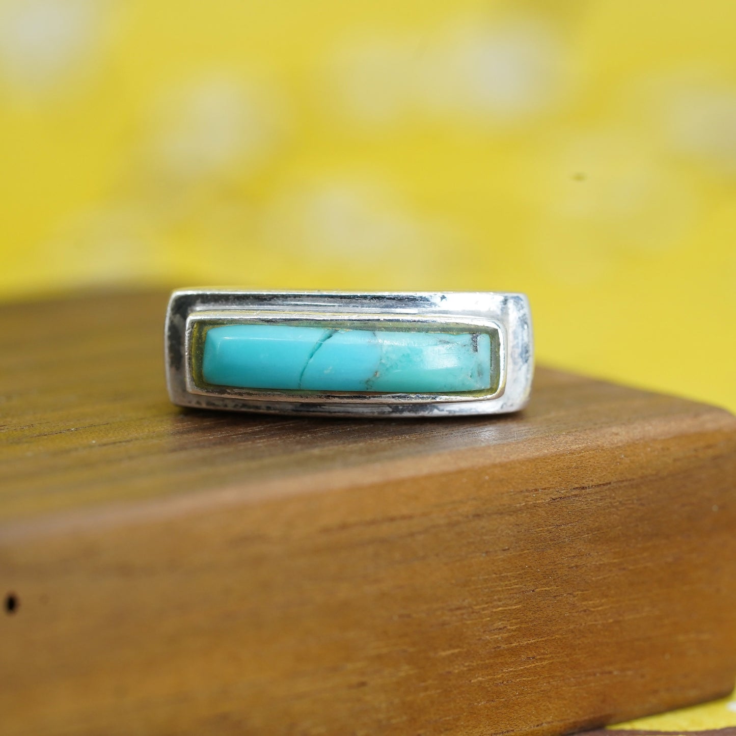 Size 5, Sterling 925 silver handmade ring with turquoise, southwestern jewelry