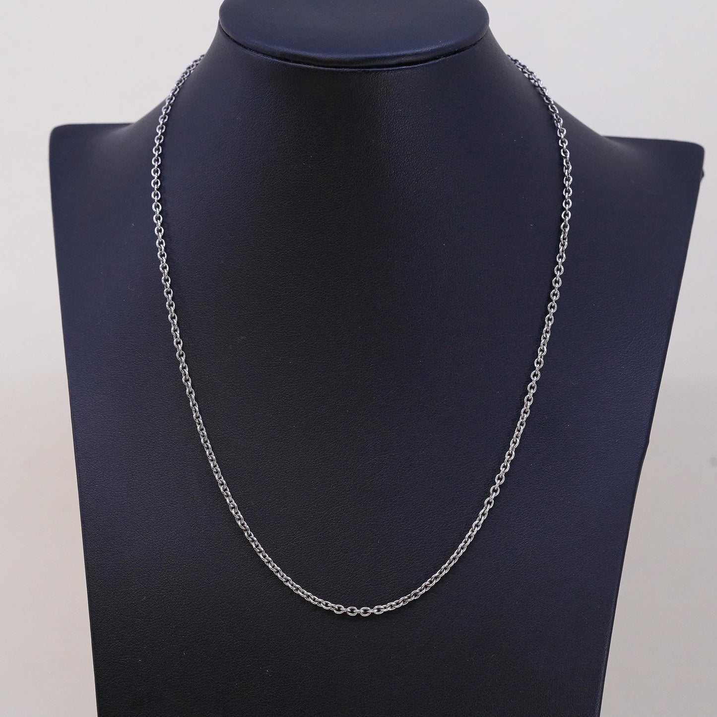 18" 2mm, vintage Sterling silver necklace, 925 circle chain,
