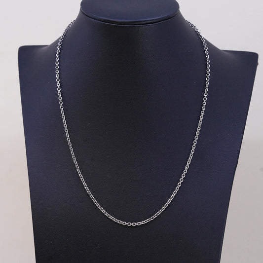 18" 2mm, vintage Sterling silver necklace, 925 circle chain,