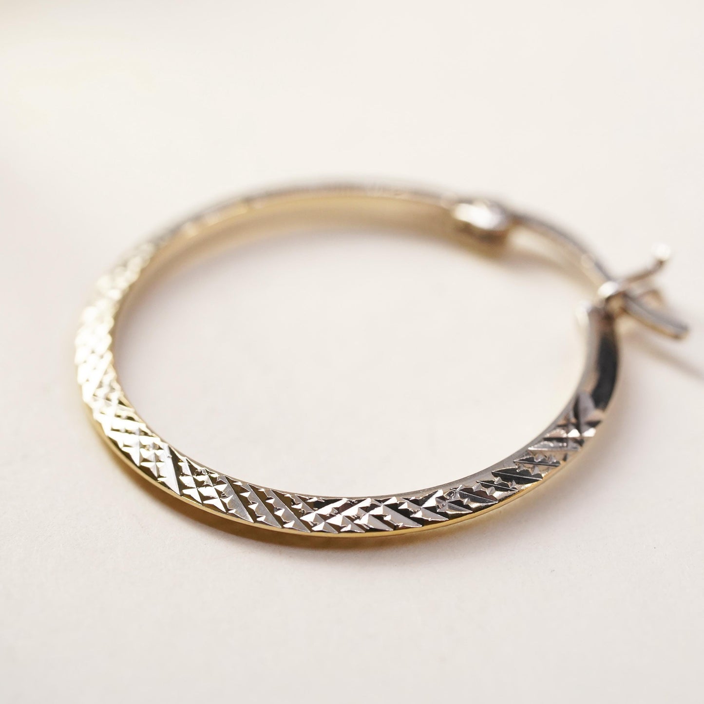 0.75", Vintage vermeil yellow gold over sterling silver single earring, hoop