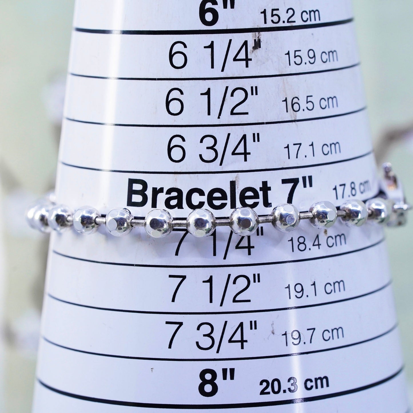 7.25” 5mm, Vintage sterling silver bracelet, 925 5mm bead chain