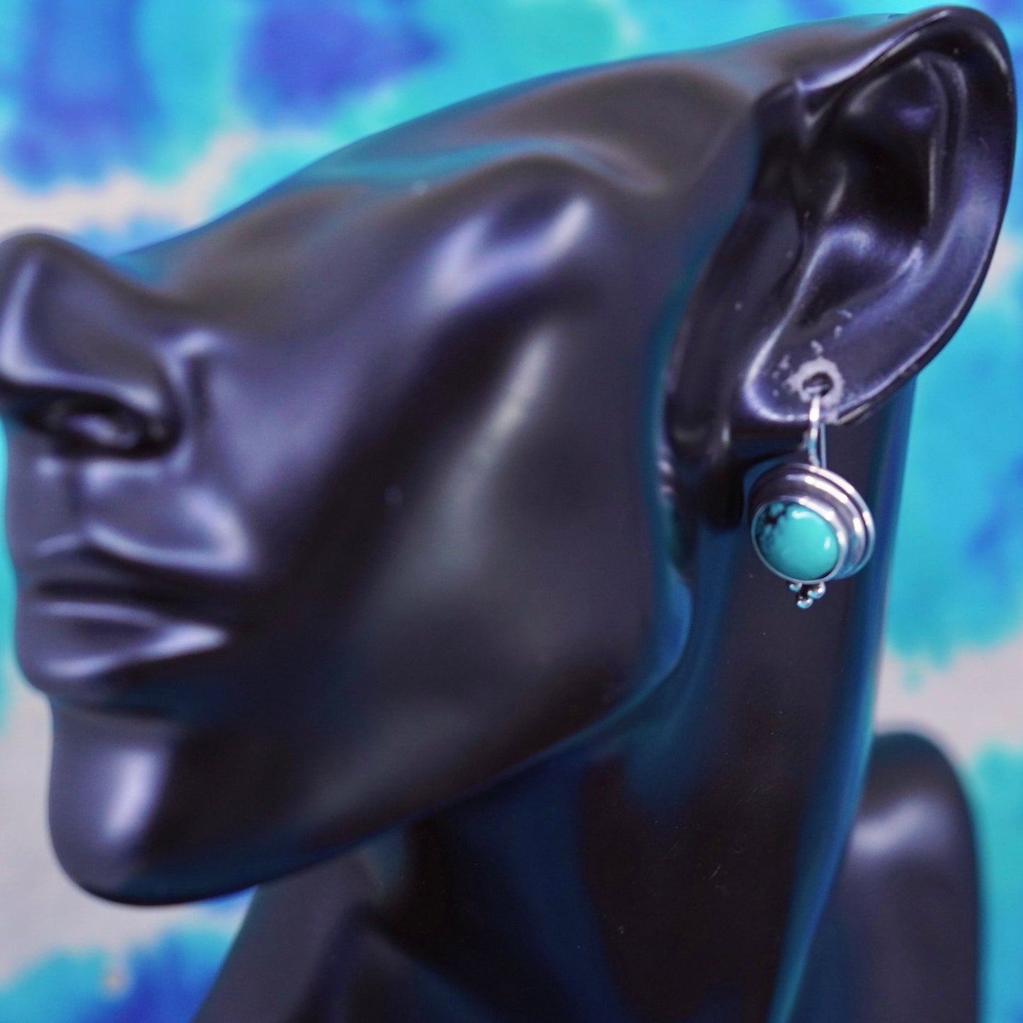 Vintage southwestern Sterling 925 silver handmade earrings with turquoise