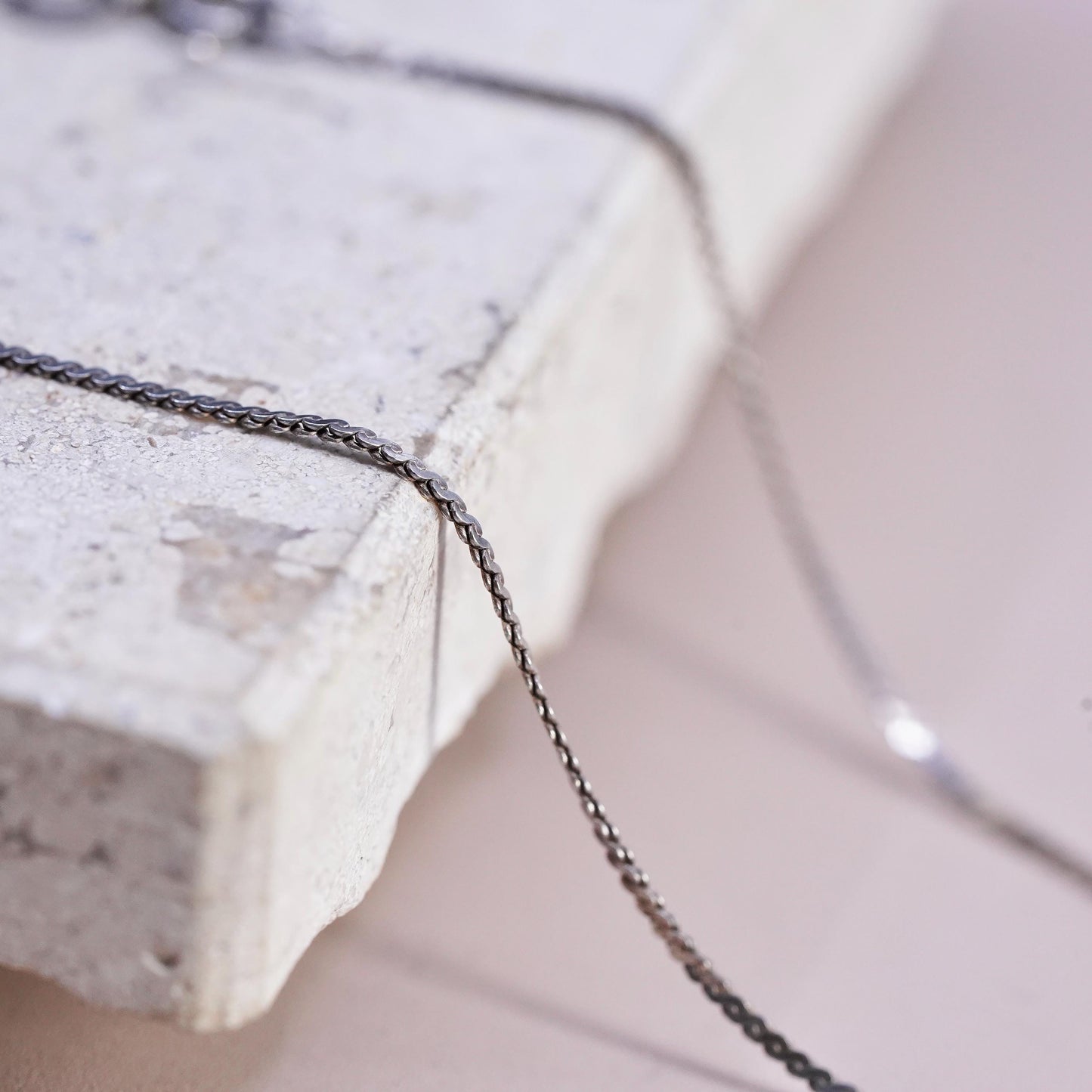 20", 1mm, vintage Sterling silver handmade necklace, 925 s link chain
