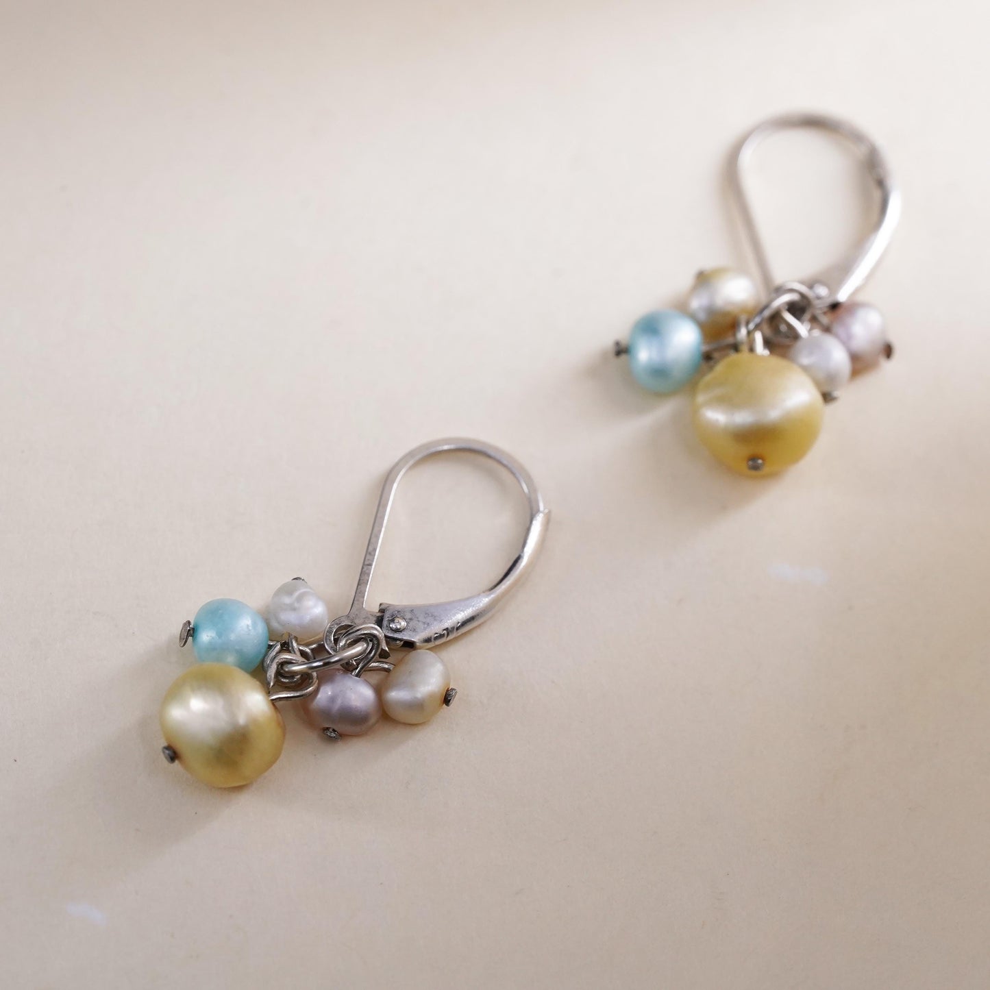 Vintage Sterling 925 silver handmade earrings with freshwater pearls