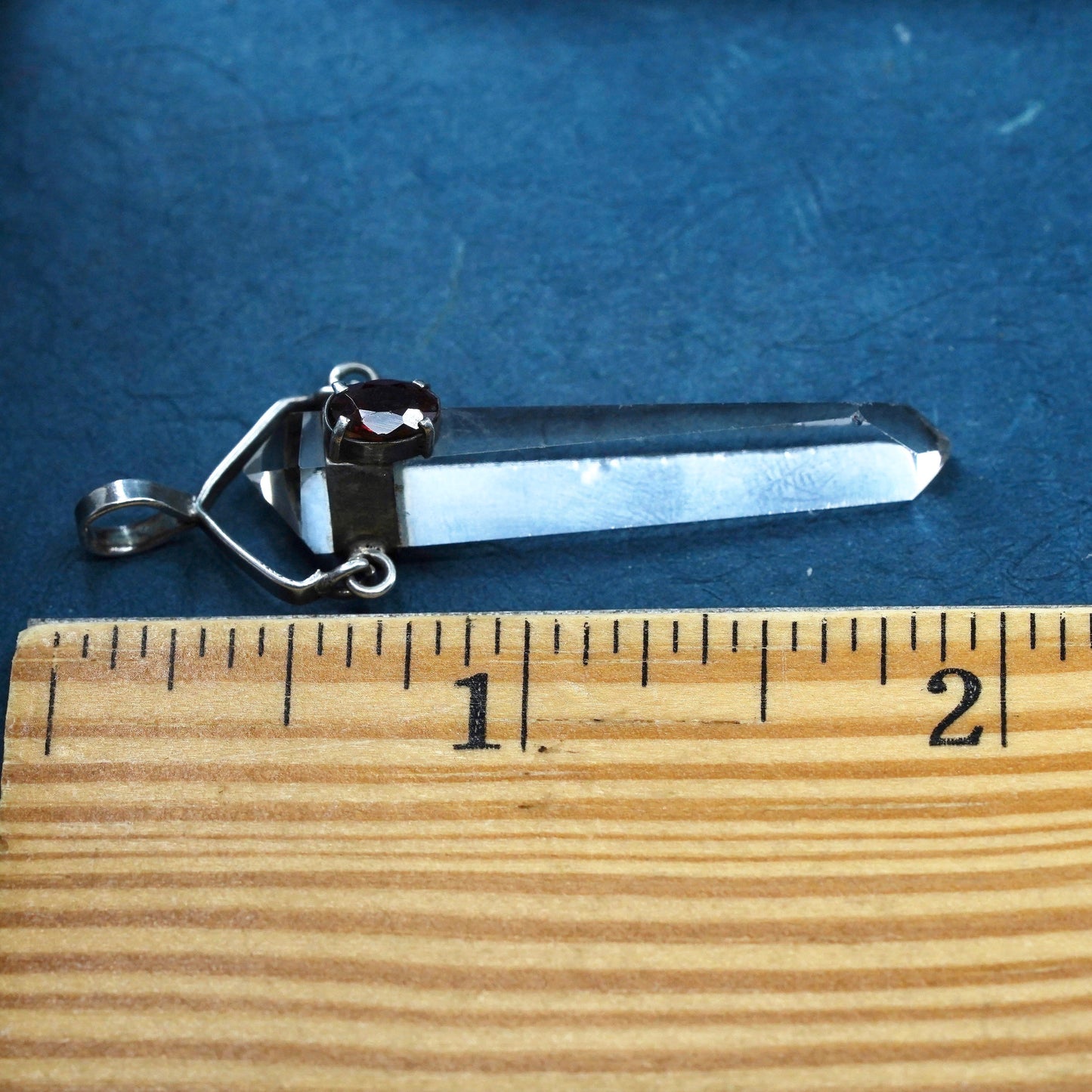 Vintage handmade sterling 925 silver charm pendant with healing crystal Ruby
