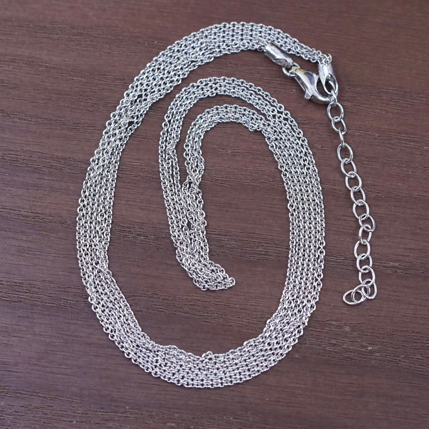 20+1.5”, Italy Sterling silver handmade necklace, triple strands circle chains