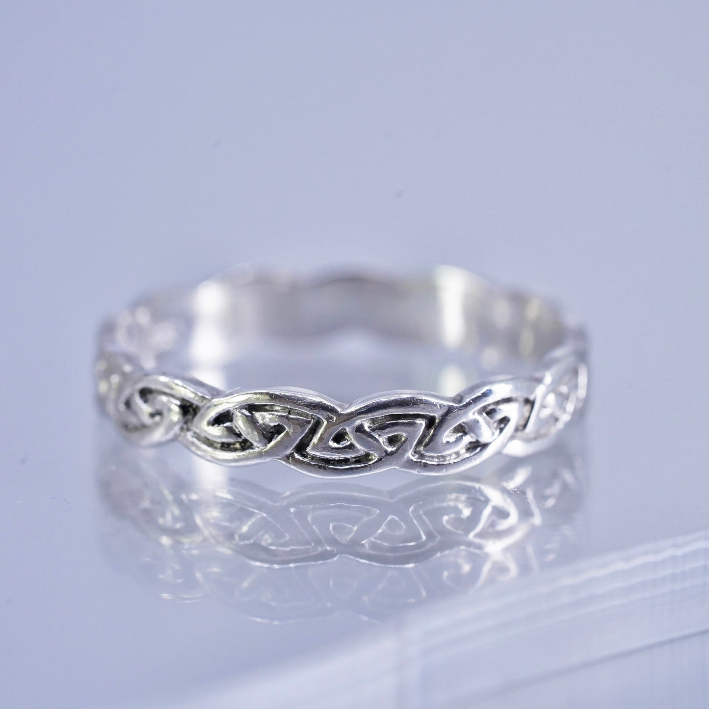 Size 9.5, southwestern Sterling 925 silver ring, woven braided textured band