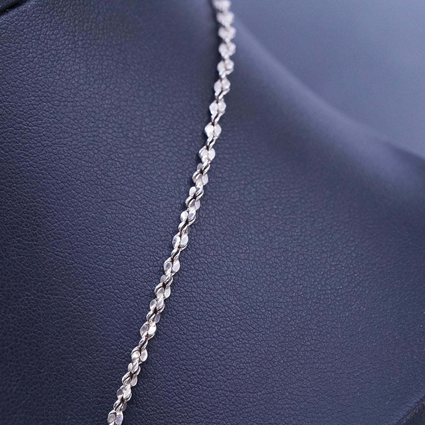 30” 2mm, vintage Sterling 925 silver bold twisted s link chain necklace