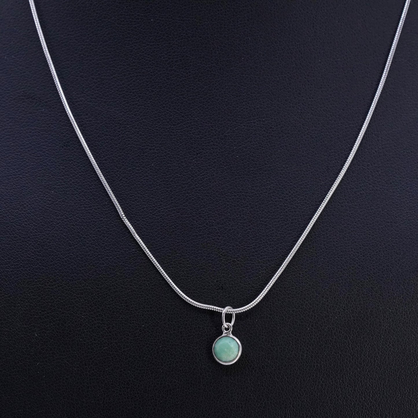18", vintage Sterling 925 silver handmade snake necklace with turquoise pendant