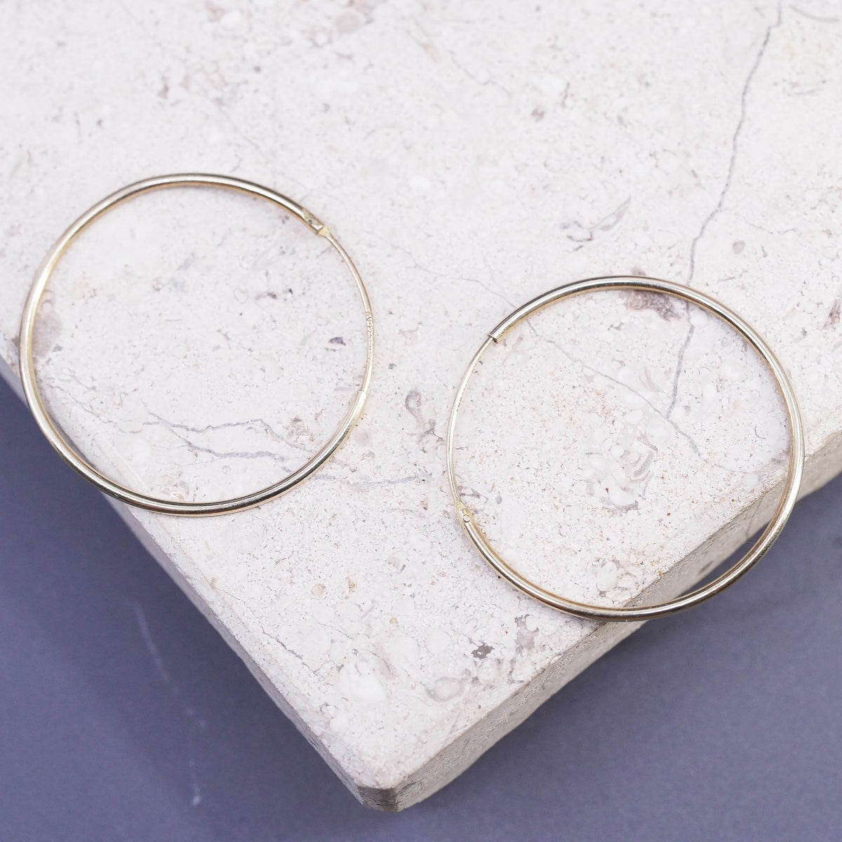 1.25", vintage vermeil gold over Sterling silver earrings, 925 thin hoops