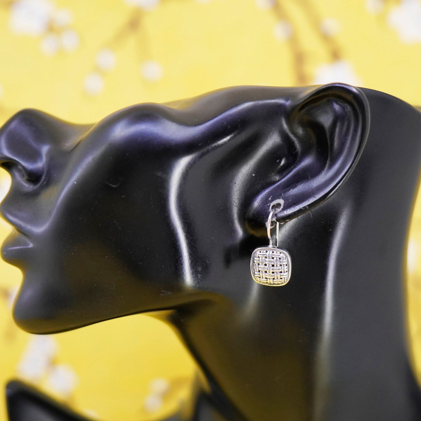 Vintage 925 Sterling Silver handmade square Earrings
