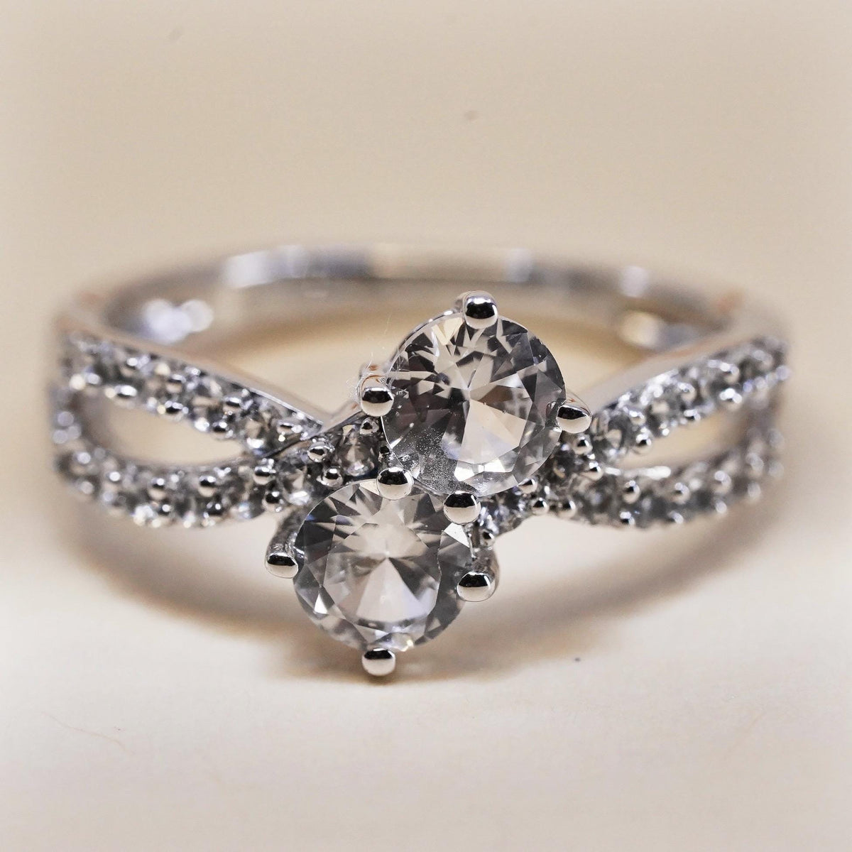 Size 7, Sterling 925 silver engagement ring with cluster CZ and cluster cz