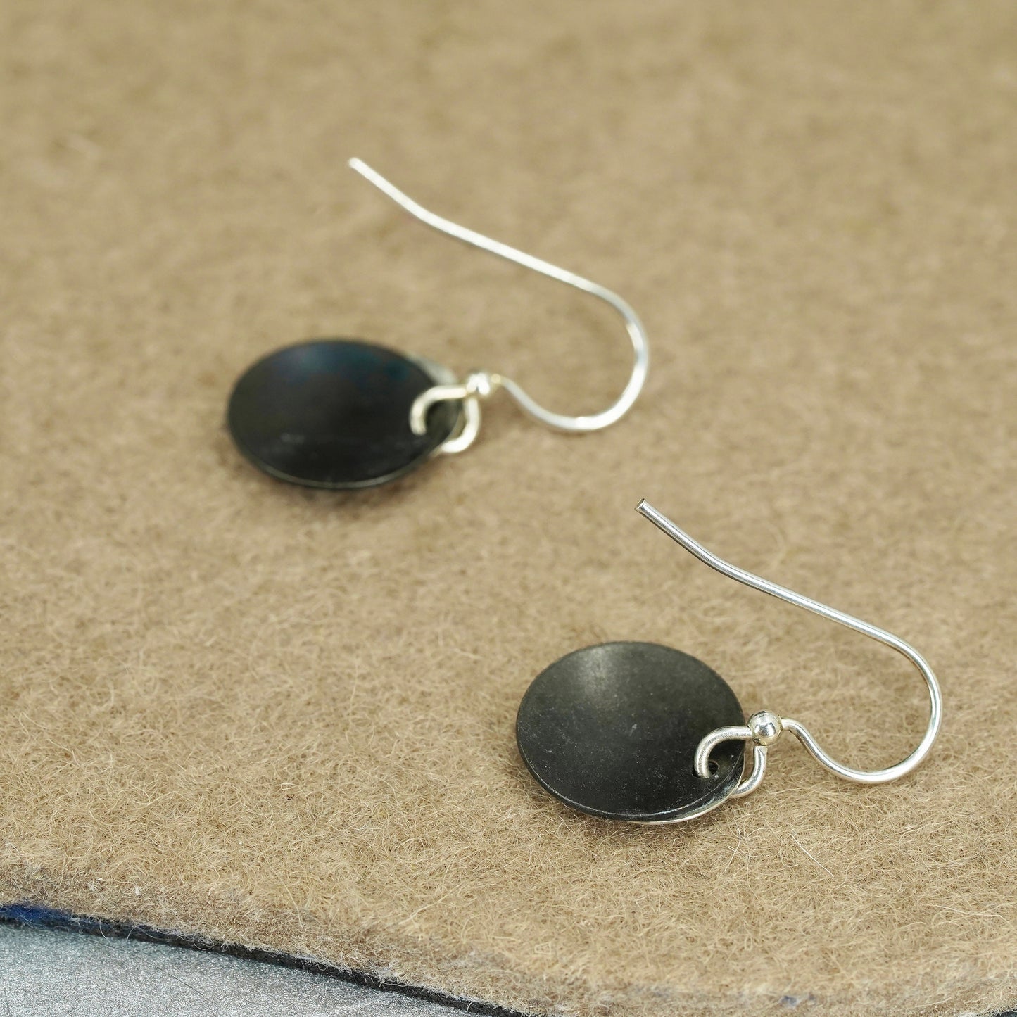 Vintage Sterling 925 silver handmade earrings with discs