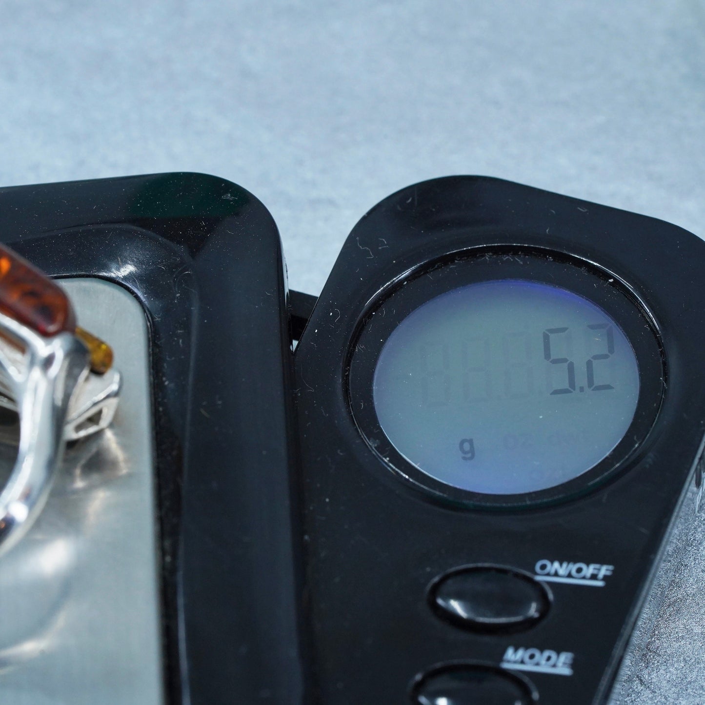 Size 6.25, vintage Sterling 925 silver handmade ring with Amber