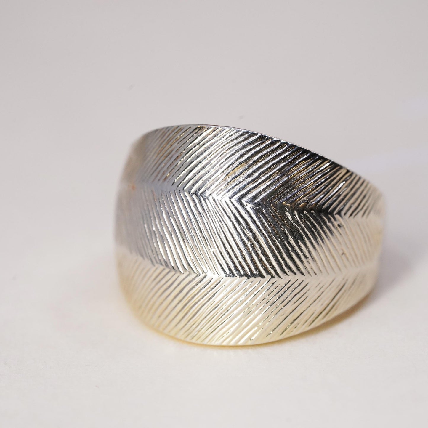 Size 7.25, Vermeil gold over sterling silver textured band ring, love more