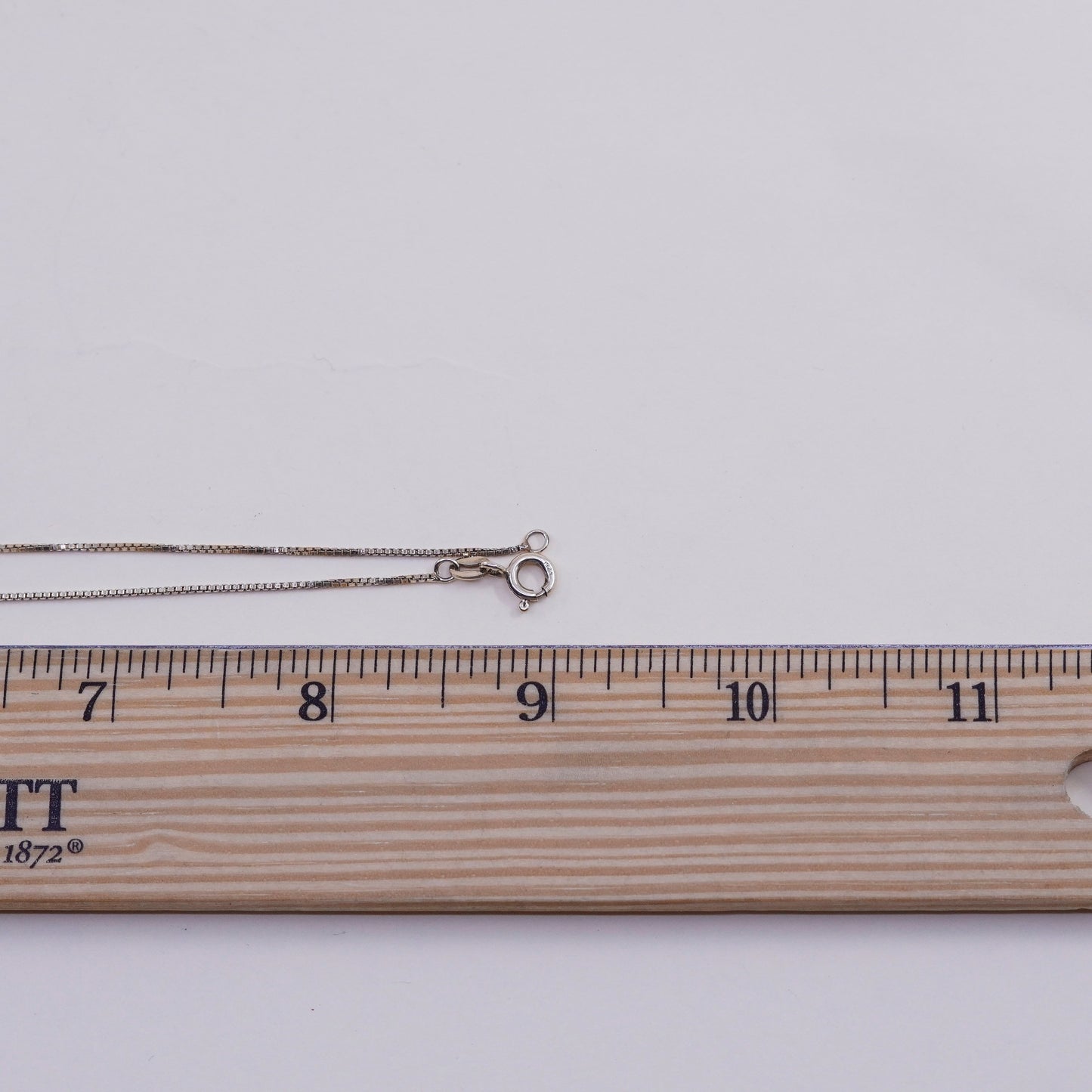 18”, 1mm, Vintage vermeil gold over sterling 925 silver box chain, necklace, stamped 925