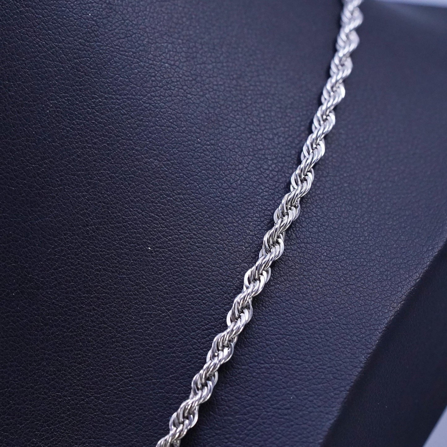 20" 3mm, vintage Sterling silver handmade necklace, 925 diamond rope chain