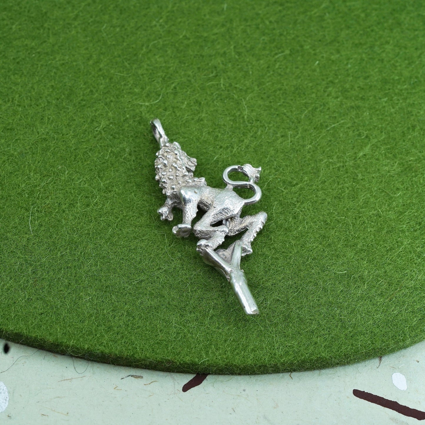 Vintage Sterling silver handmade pendant, 925 royal lion