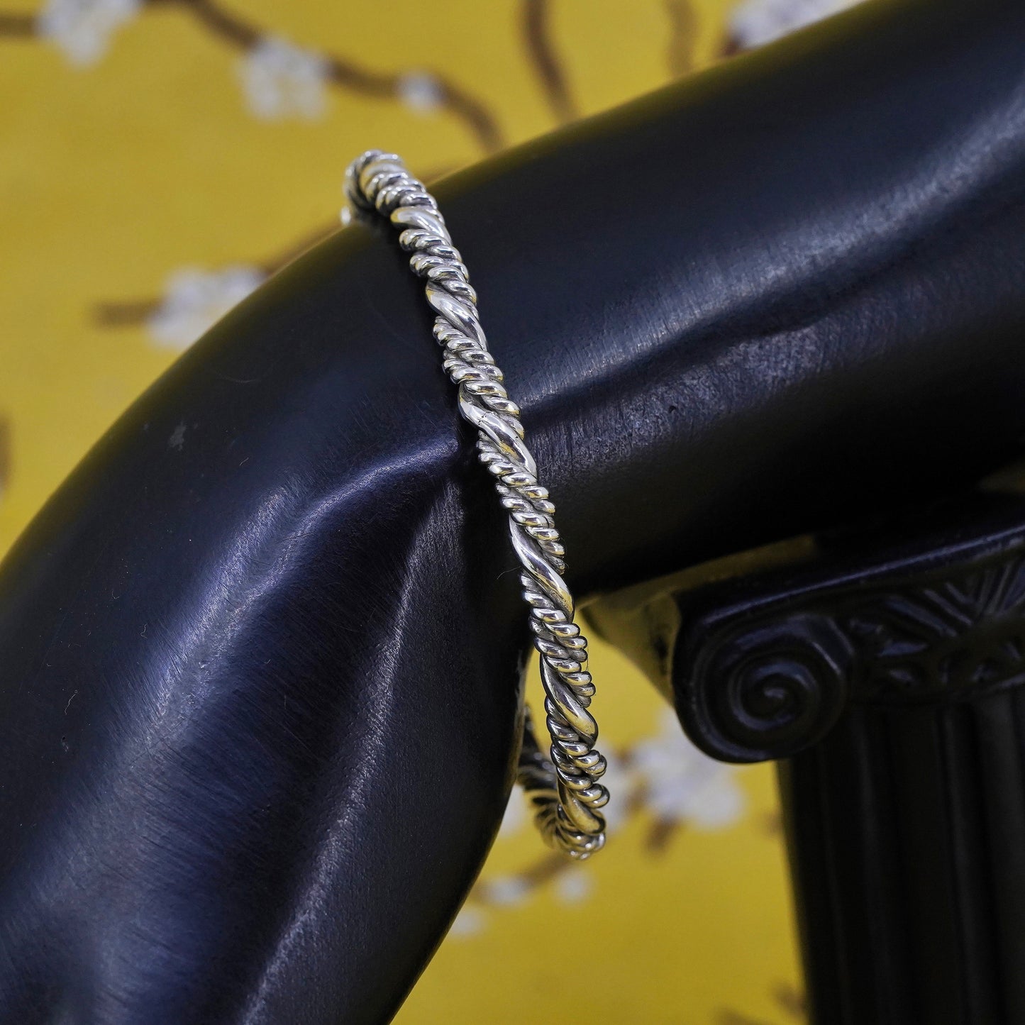 6”, Vintage Sterling silver handmade bracelet, 925 twisted cable cuff