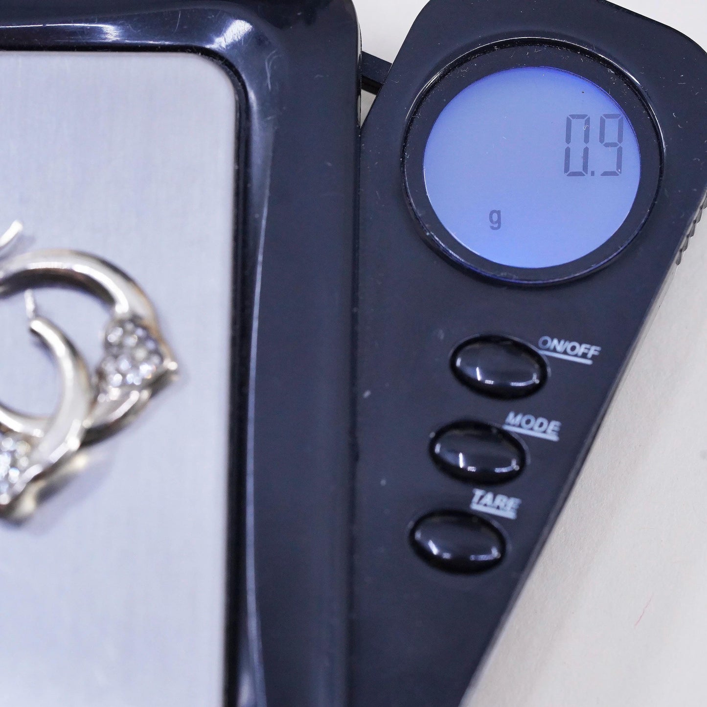 0.75”, Vintage sterling silver earrings, 925 heart huggie hoops with cz