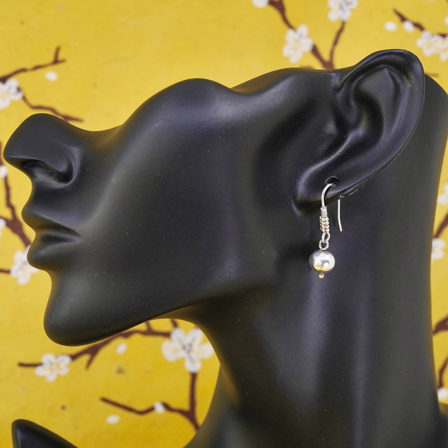 Vintage Sterling silver handmade earrings, 925 beads drops