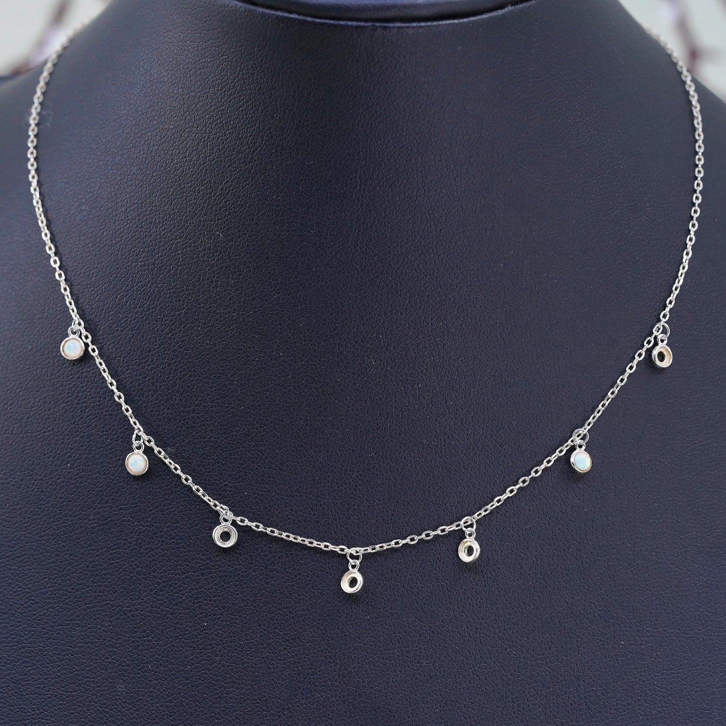 12+4”, Vintage vermeil gold over sterling silver circle chain necklace with cz