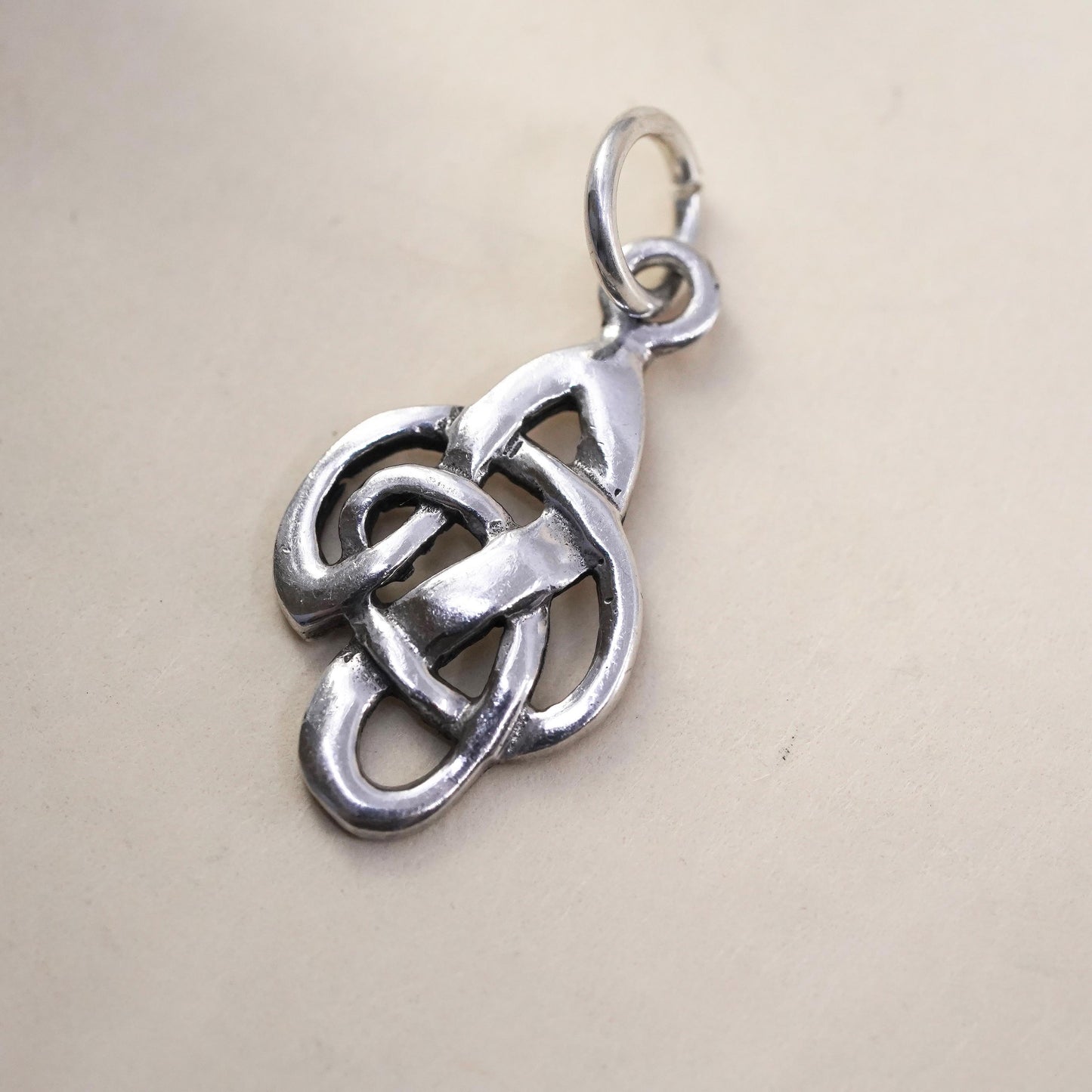 vintage sterling silver handmade pendant, 925 silver Irish Celtic knot charm