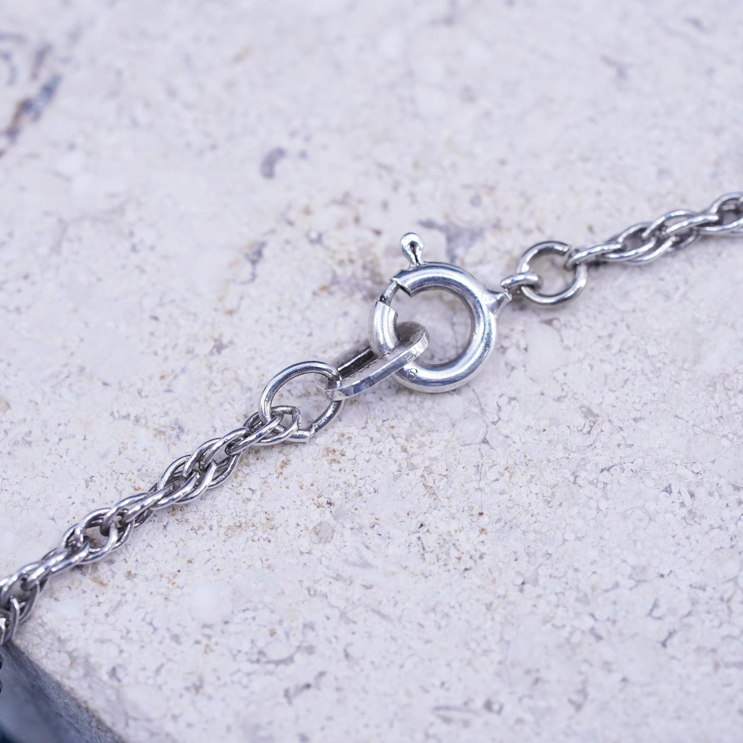 23", 2mm, vintage Mexican Sterling silver necklace, 925 Singapore rope chain