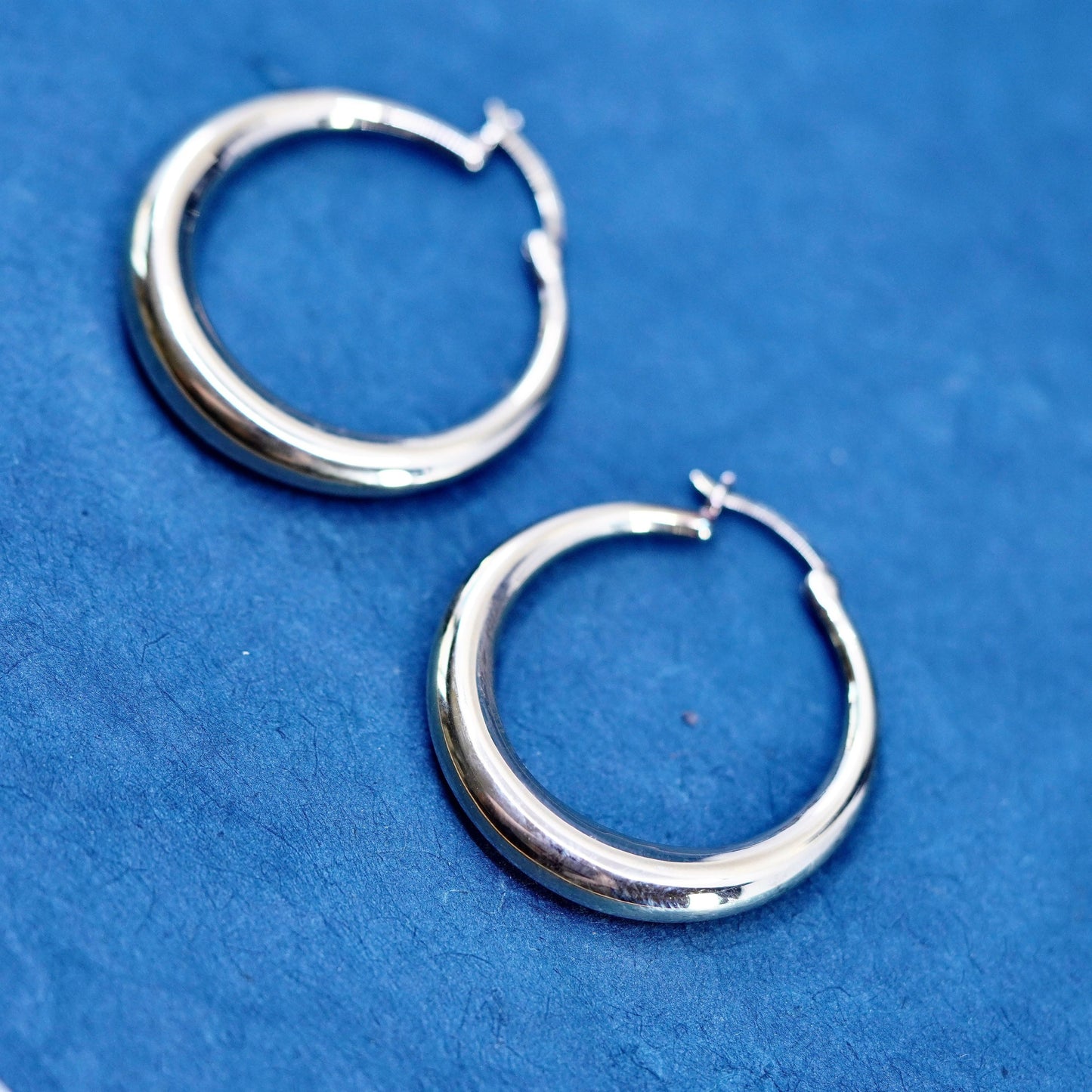 1.25”, vermeil gold filled Sterling 925 silver puffy hoop earrings, huggie