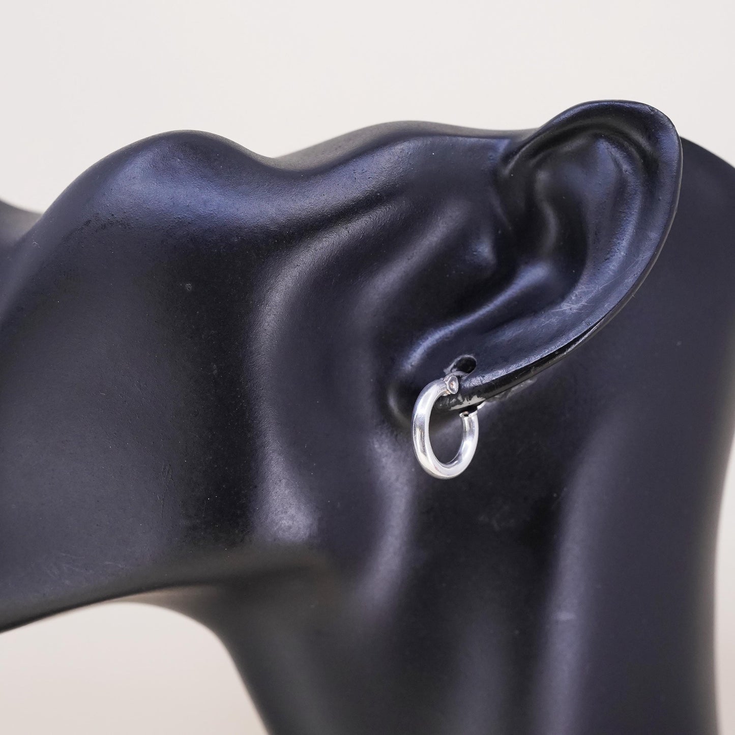 0.5", Vintage sterling silver loop single earring, minimalist primitive hoop