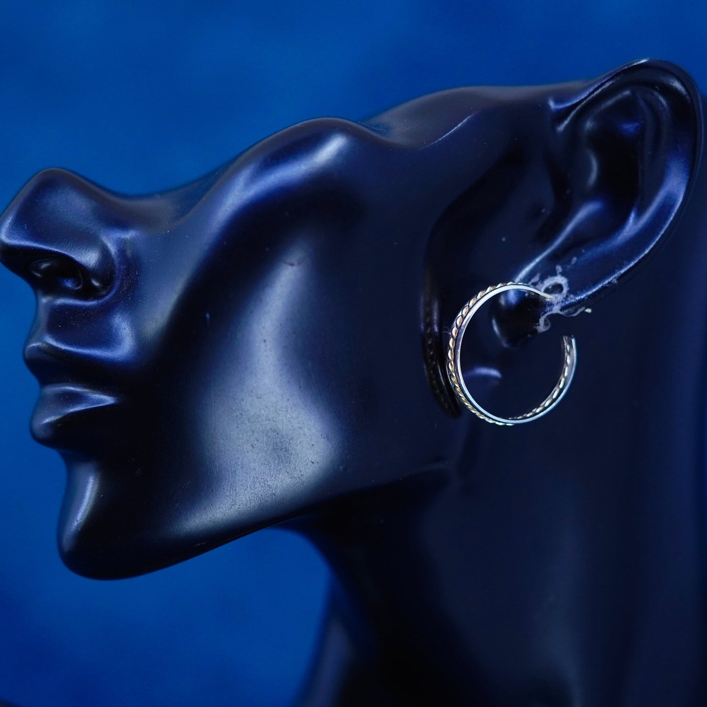 1”, 1/20 14K yellow gold and white gold over sterling silver 925 hoop earrings