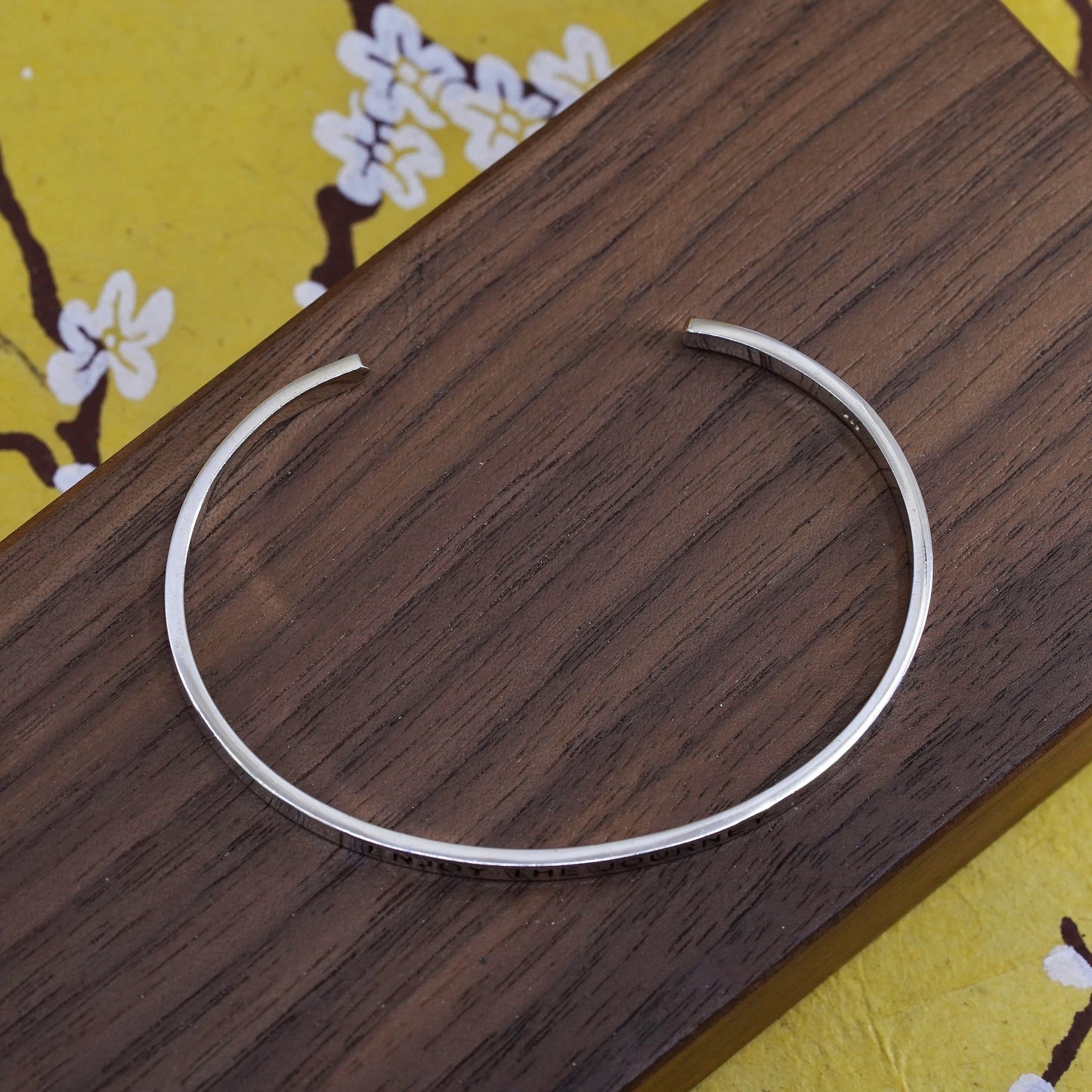6.5", southwestern Sterling silver bracelet, 925 cuff embossed “enjoy journey