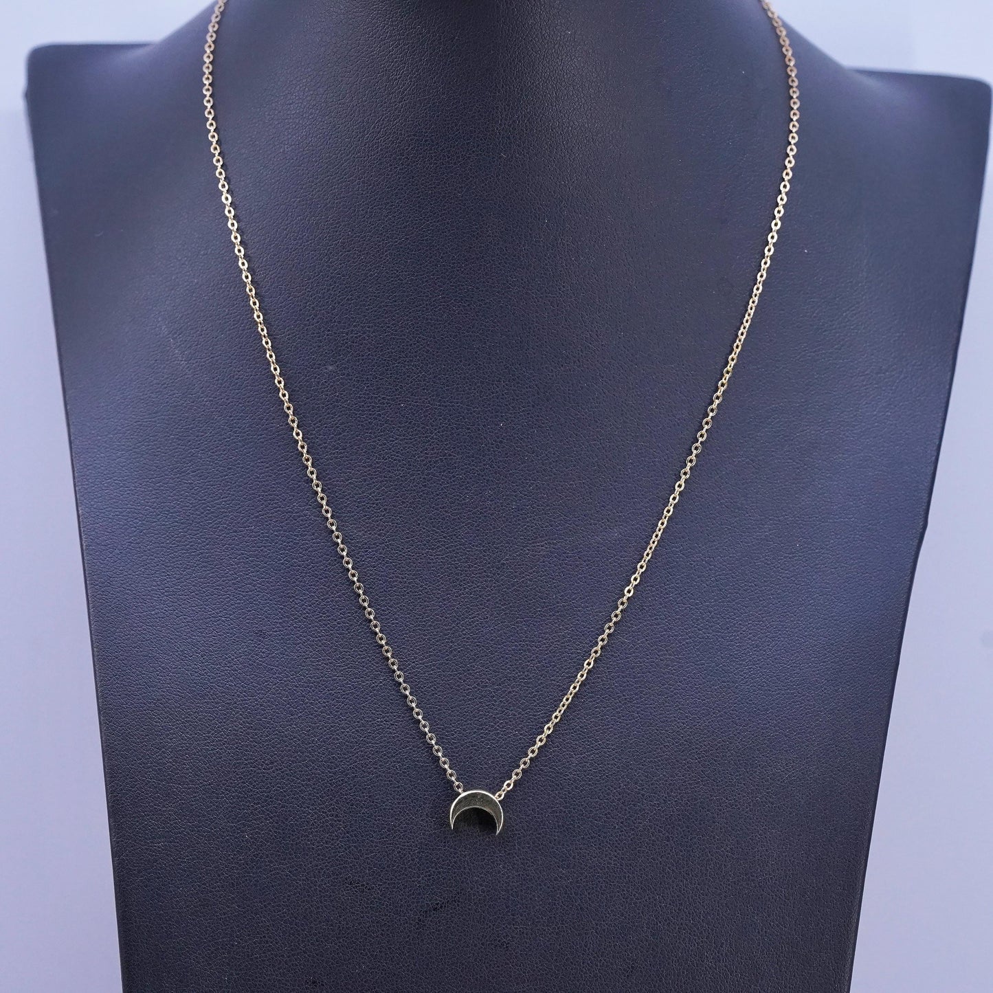 16+2" vermeil gold tone Sterling silver necklace, 925 circle chain w/ new moon