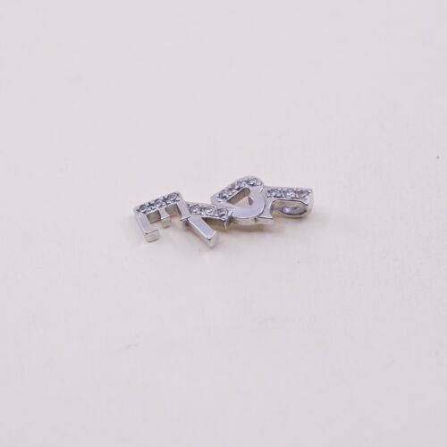 VTG Sterling 925 silver handmade word love pendant With Cz, stamped 925