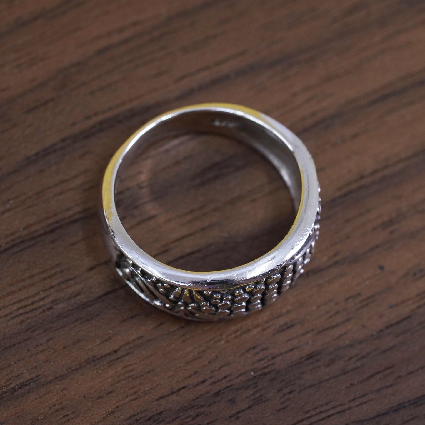 Size 6.75, VTG mexico Sterling 925 silver handmade ring, 925 modern beads band