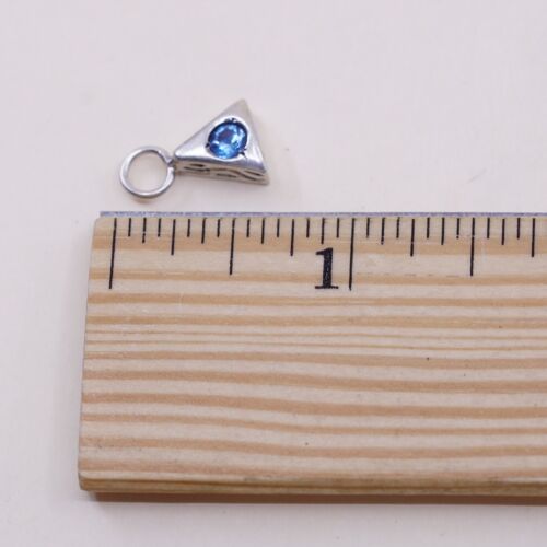 Vintage Sterling 925 Silver Pendant With Blue Cz, Stamped 925
