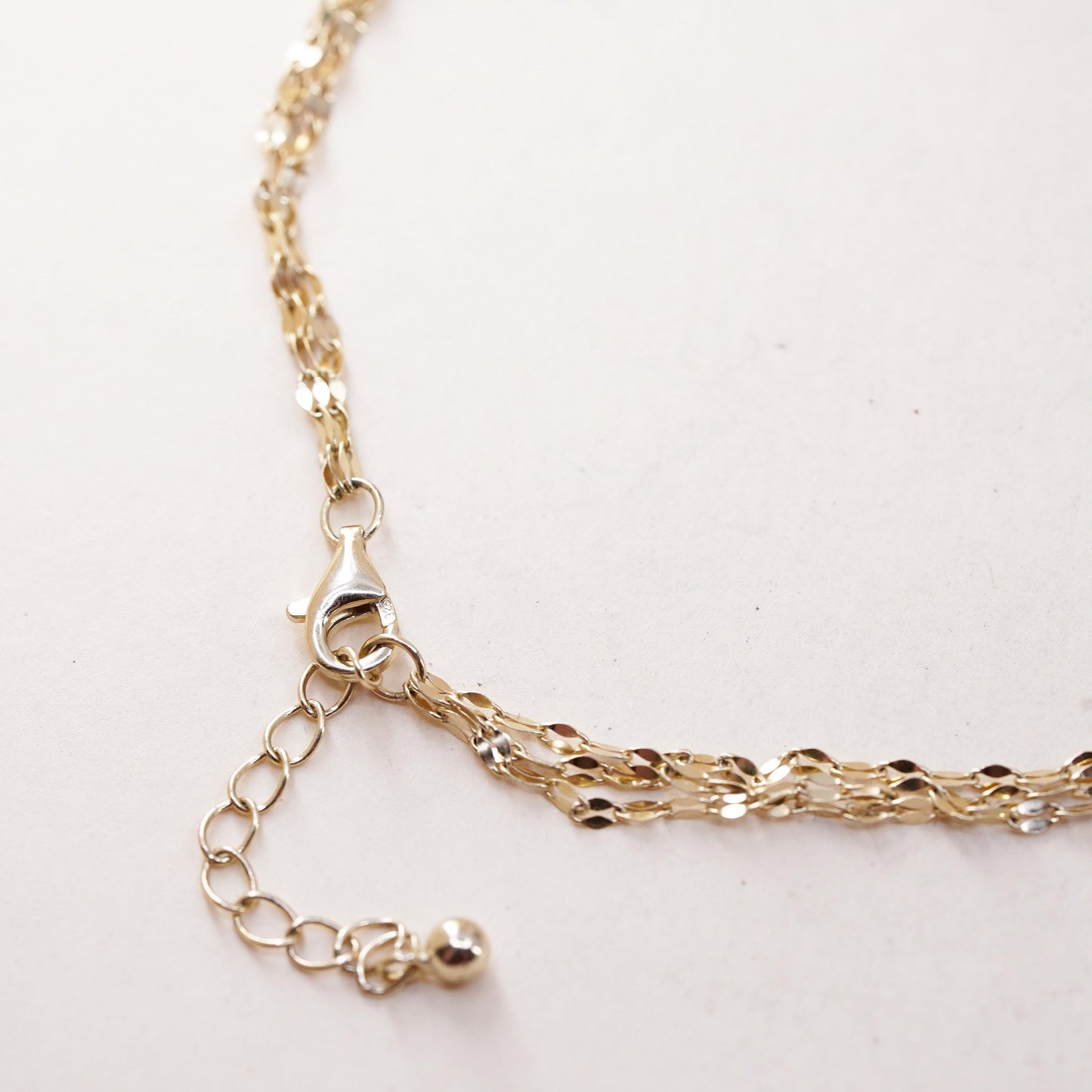 8.25+1”, VTG yellow gold over sterling 925 silver bracelet, multi strands chain