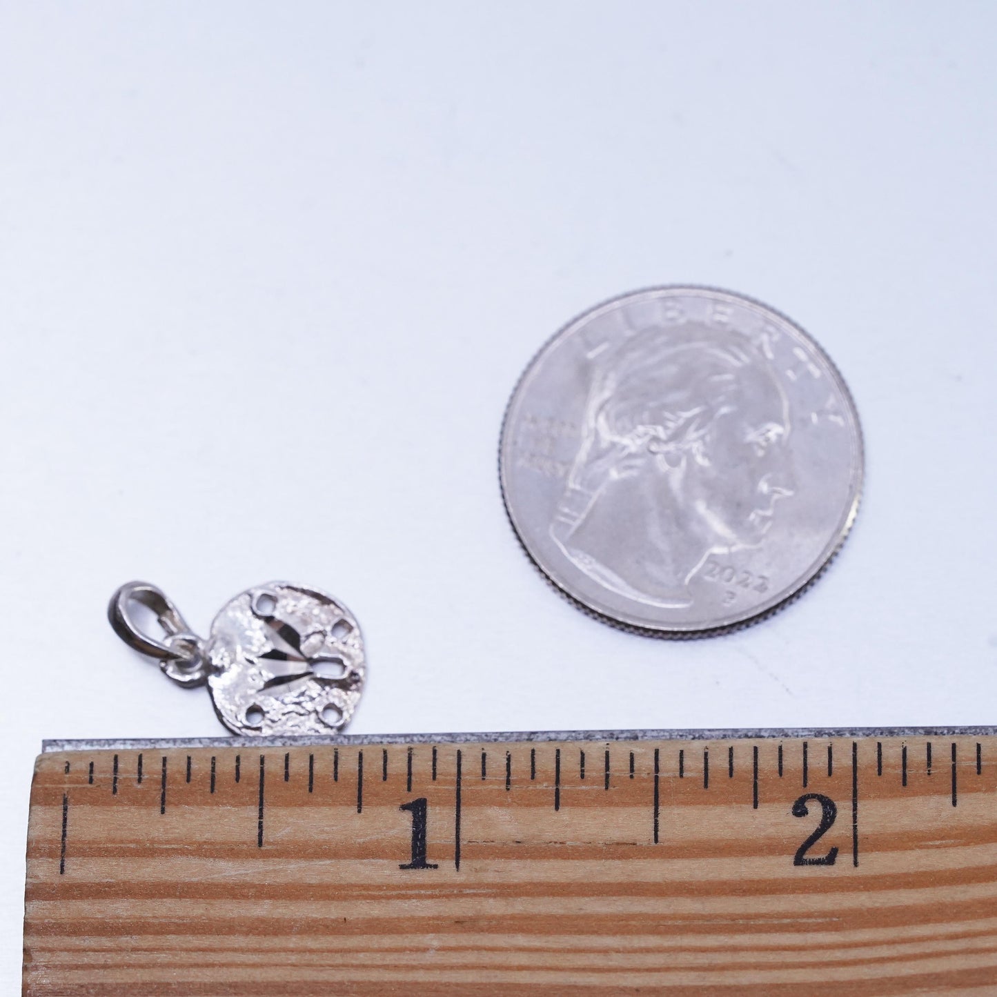 Vintage Sterling silver handmade charm, 925 sand dollar pendant