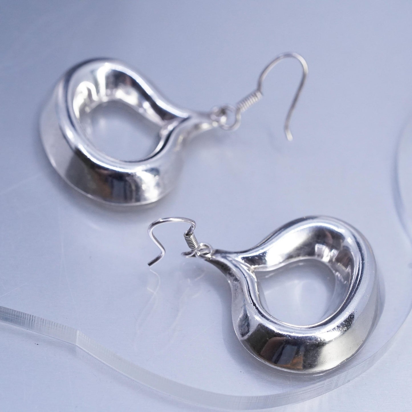 Vintage Mexican Sterling 925 silver handmade teardrop earrings