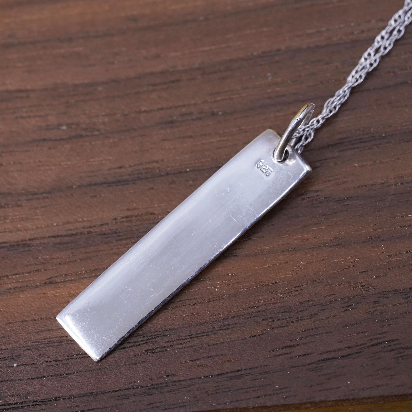 20", vintage Sterling silver necklace, 925 Singapore rope chain tag pendant