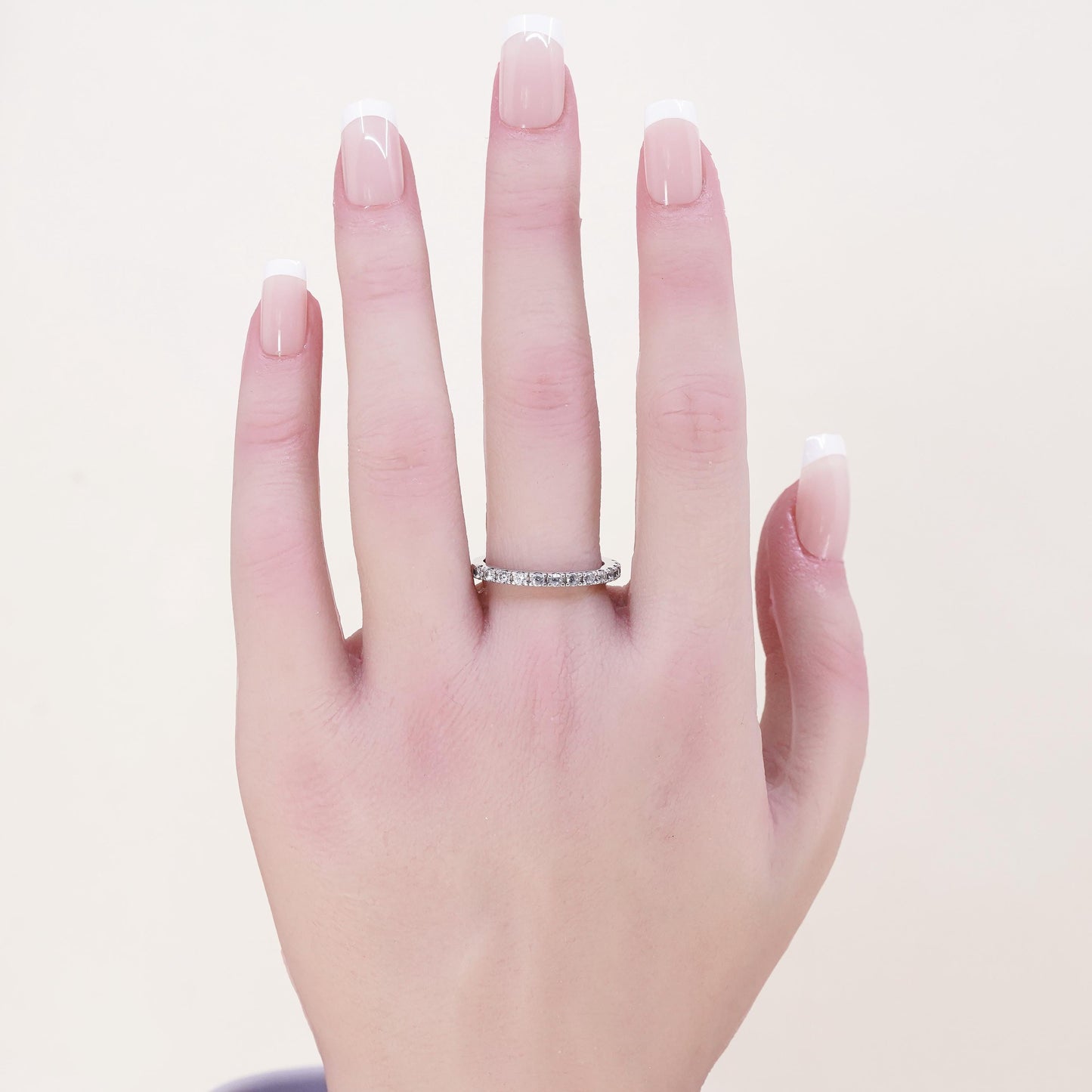 Size 8.25, vintage sterling 925 silver ring cluster CZ, stackable wedding band