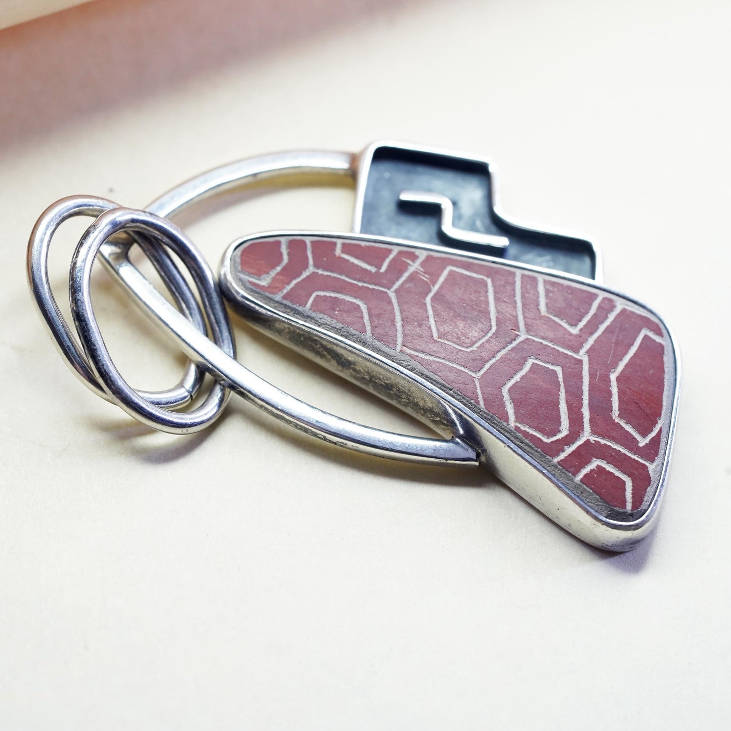 LAPIDARIO BARRERA 950 Sterling Silver Pottery Shard Abstract Pendant