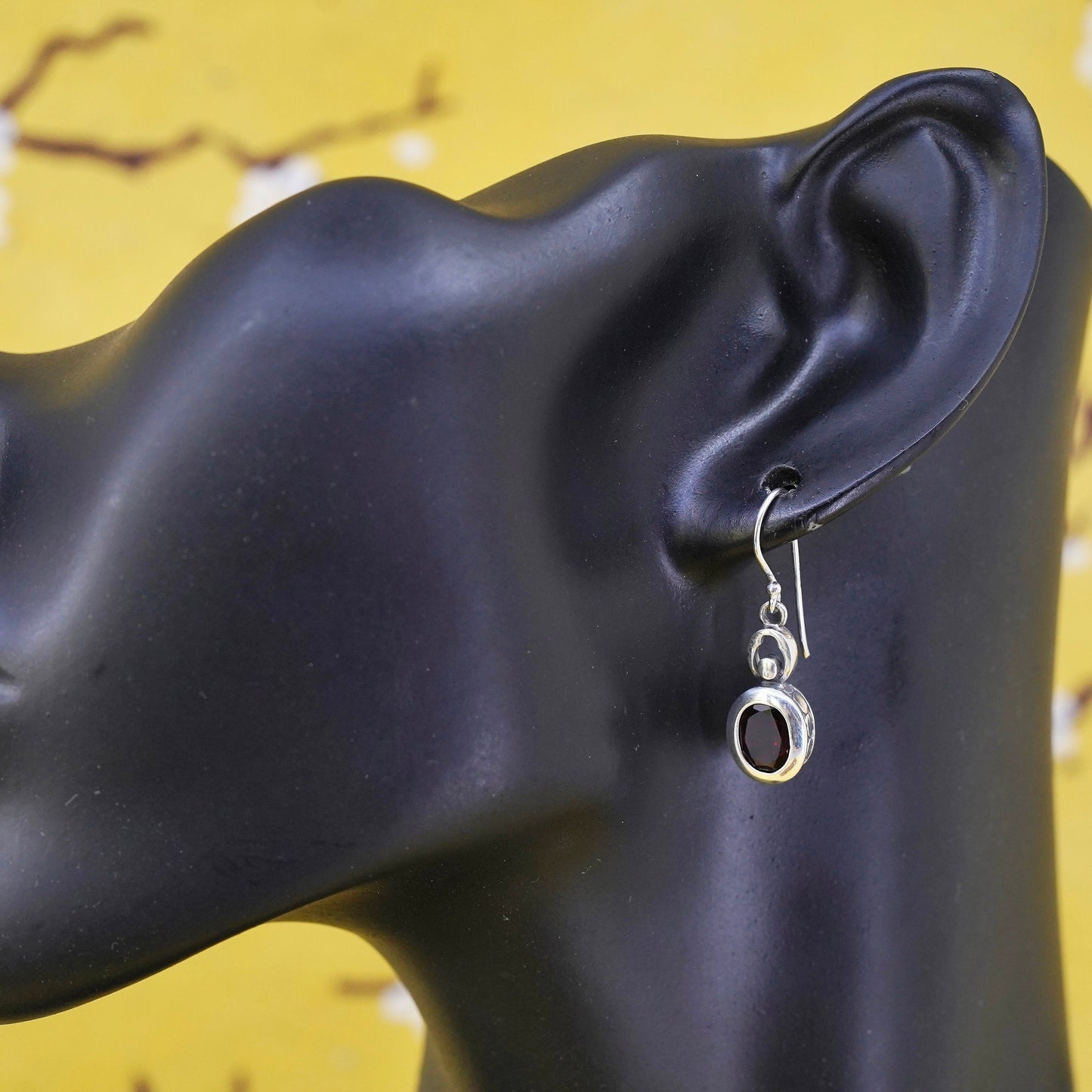Vintage LUC Sterling 925 silver handmade earrings with ruby