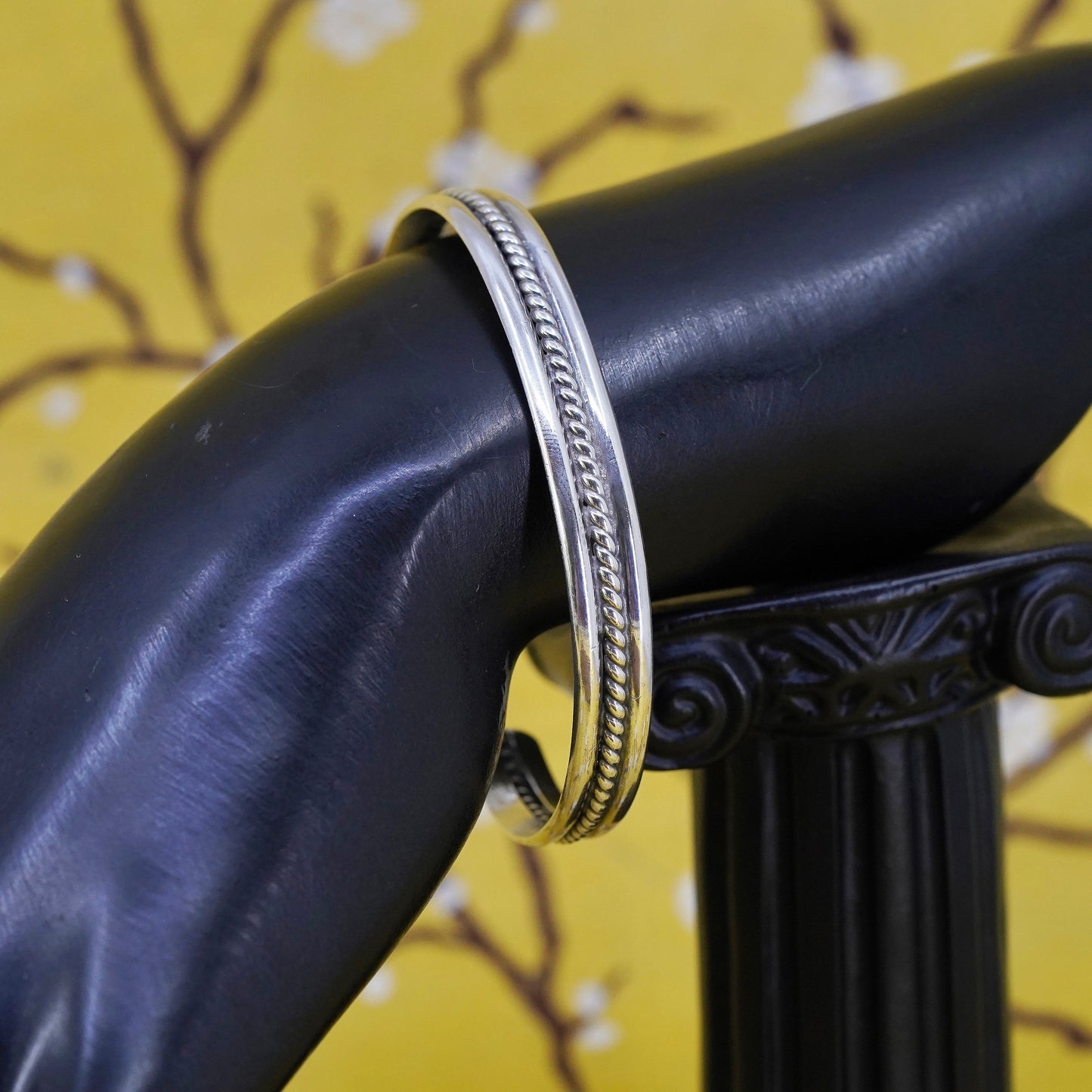 6.75”, Sterling silver handmade bracelet, southwestern 925 cuff with cable rope