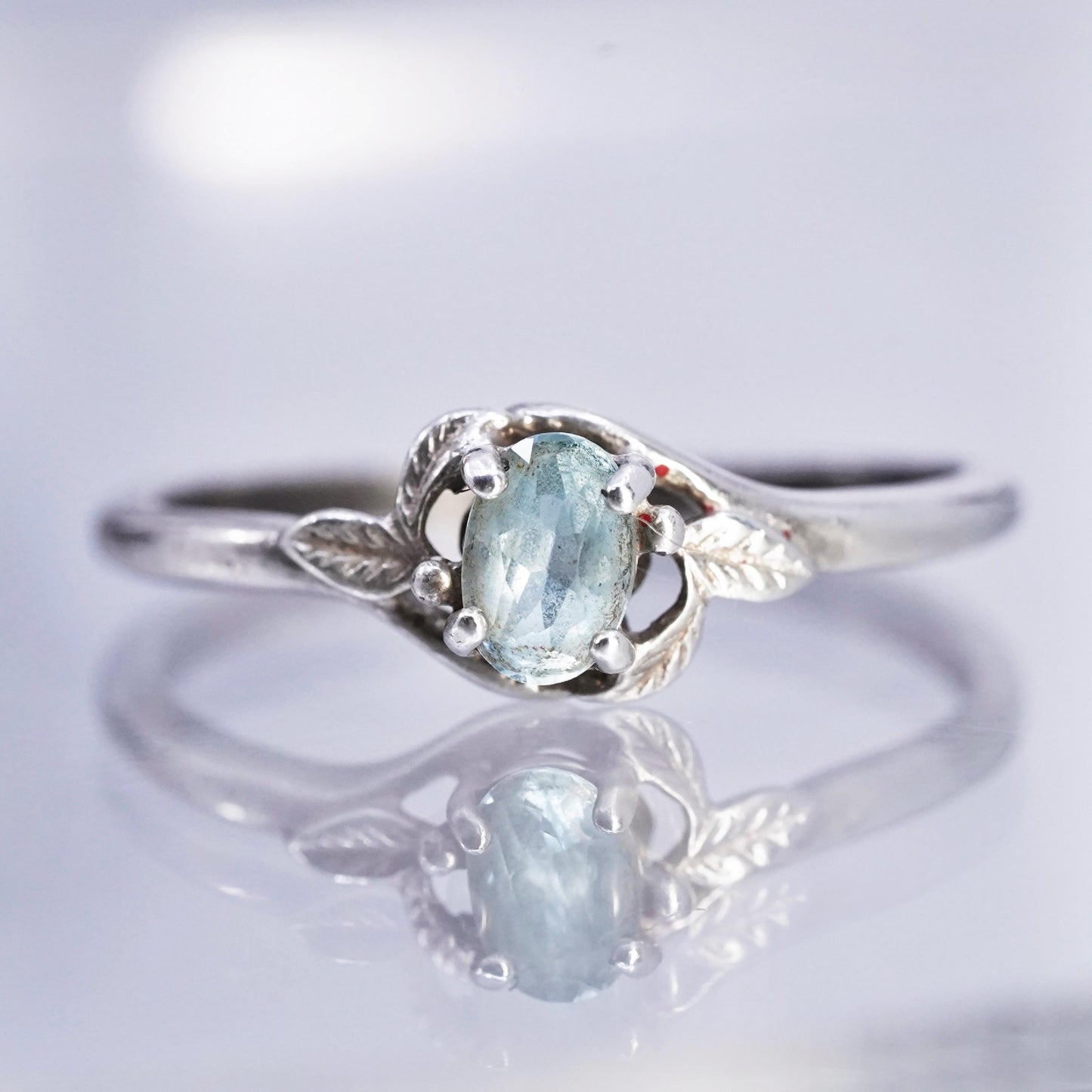 Size 9.5, vintage Sterling 925 silver handmade ring with blue topaz