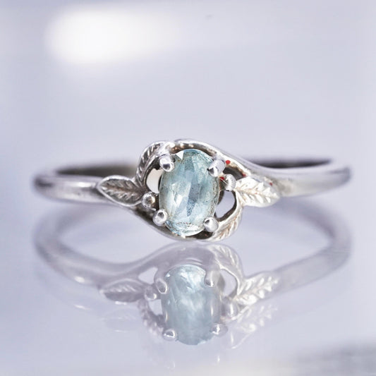 Size 9.5, vintage Sterling 925 silver handmade ring with blue topaz