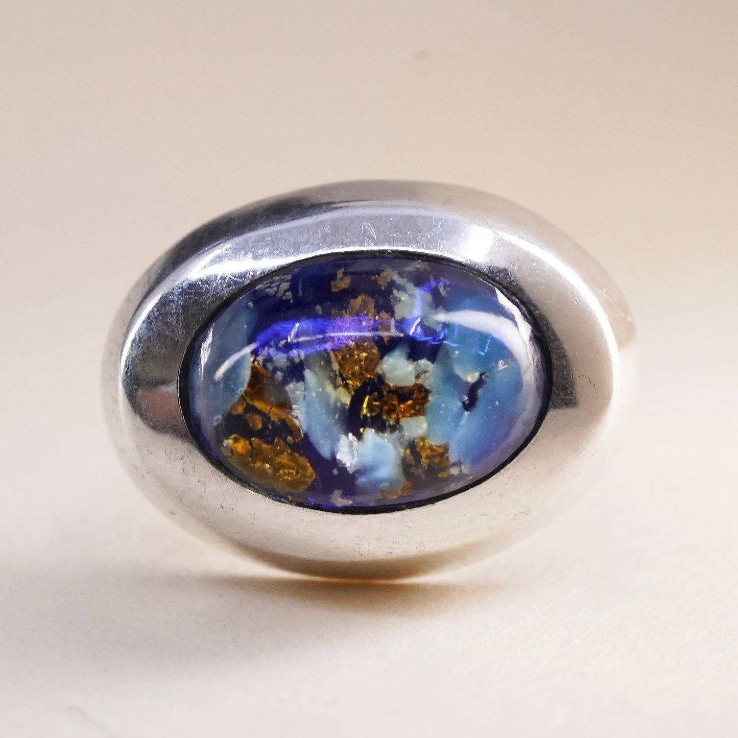 Vintage Mexican Sterling 925 silver stud with artisan glass, single earring