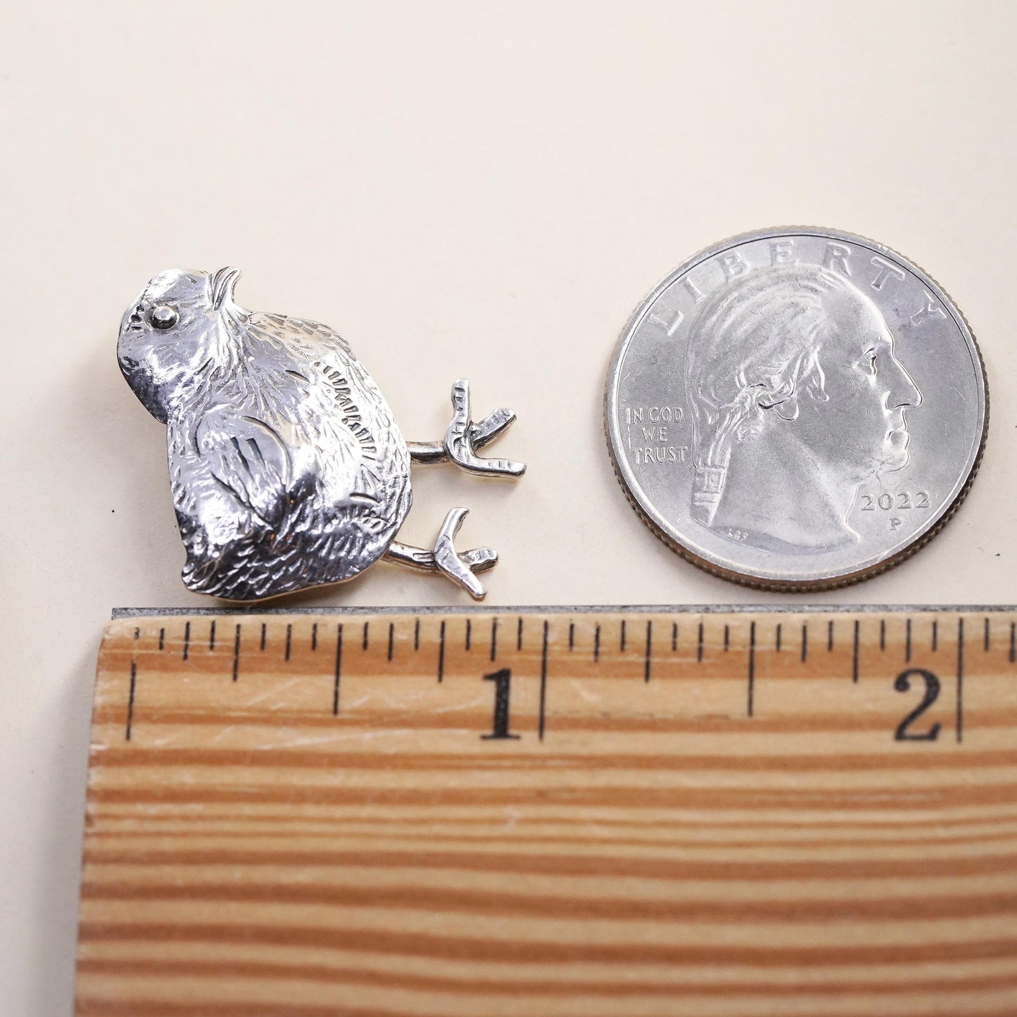 VTG southwestern sterling silver handmade brooch, 925 chick baby chicken pin
