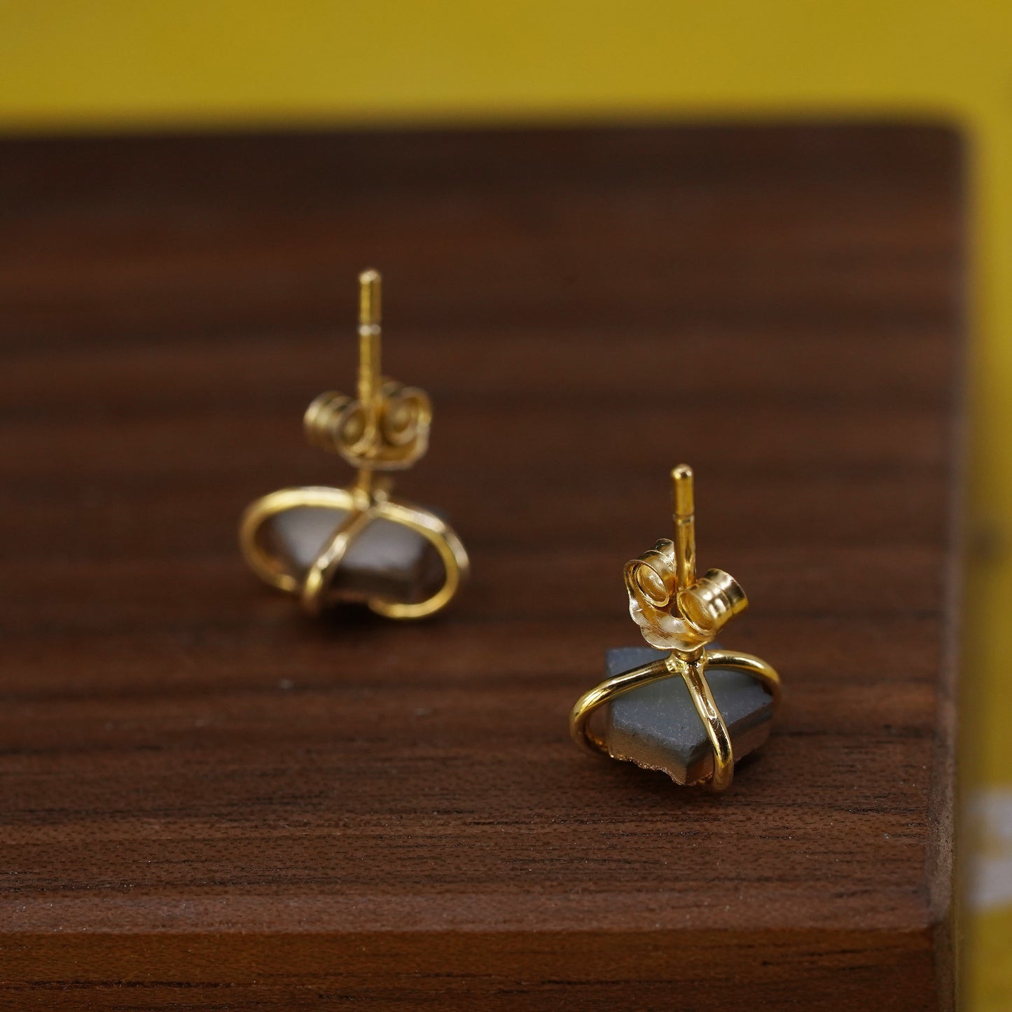 Vermeil gold over Sterling silver natural druzy agate studs, earrings