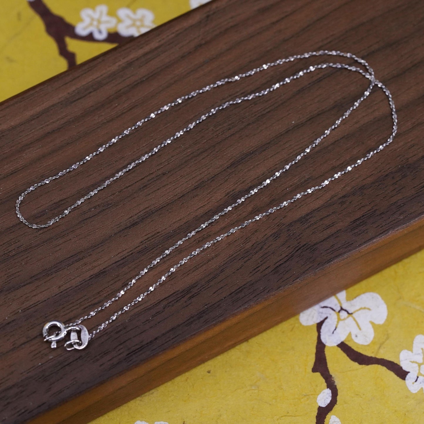 16", 1mm, vintage Sterling silver twisted nugget link chain, 925 necklace
